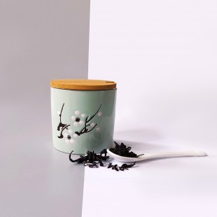 Чай Да Хун Пао в керамічній ємності для зберігання "Сакура" (Блакитна)